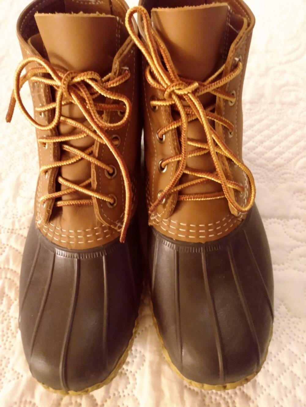 LL Bean Duck Boots 6" Waterproof Rain Brown Leather Women's USA Size 7